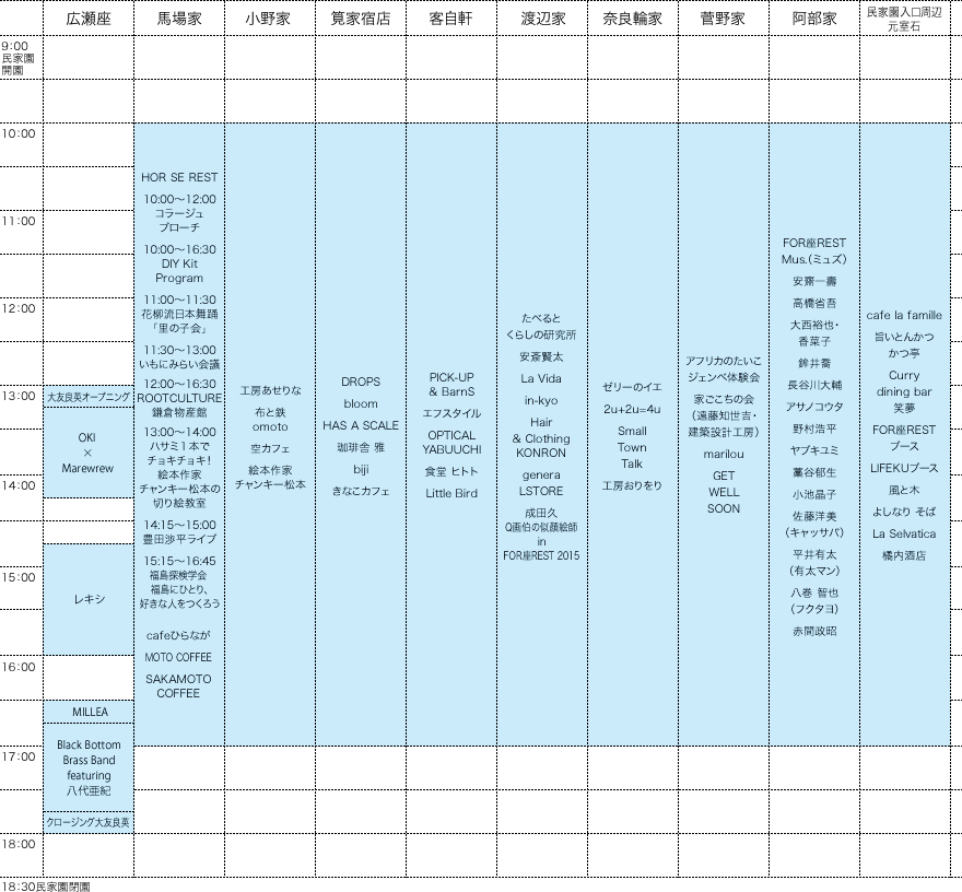 7月11日（土）タイムテーブル